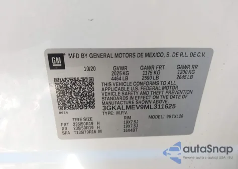 2021 GMC Terrain Fwd Sle из США, поврежденный, VIN 3GKALMEV9ML311625